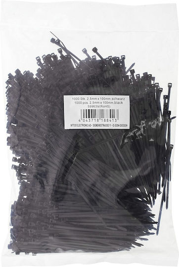 InLine Cable Ties Plastic 100mm x 2.5mm in Black Colour (1000 pcs) (59963V)