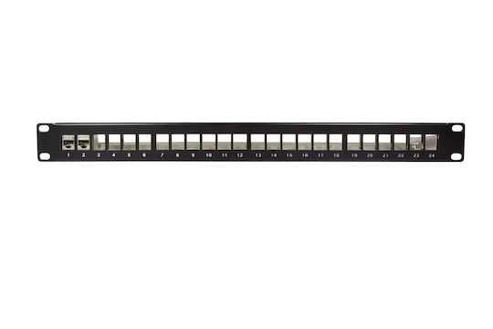 LogiLink Patch Panel Keystone for Rack 1U 19" with 24 Ports Black