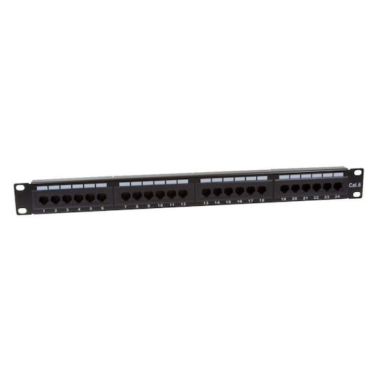 LogiLink Patch Panel Unshielded για Rack 1U 19" 24 Θυρών cat6 Μαύρο