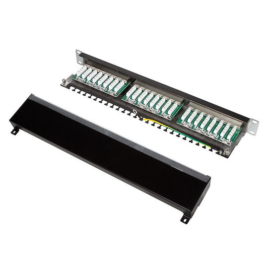 LogiLink Patch Panel Shielded για Rack 1U 19" 24 Θυρών cat6 Μαύρο