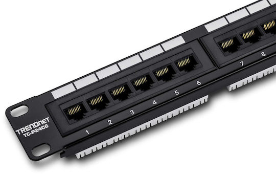 Trendnet Patch Panel Unshielded για Rack 1U 19" 24 Θυρών cat6 Μαύρο