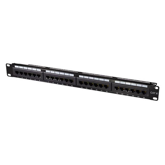 LogiLink Patch Panel Unshielded για Rack 1U 19" 24 Θυρών cat6 Μαύρο
