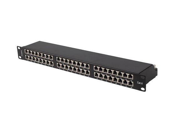 Lanberg Екраниран пач панел за рафт 1U 19" 48 порта cat6 Черен