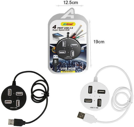 Andowl USB Hub 4 Ports USB 2.0 with USB-A Connection