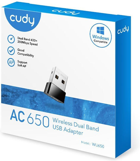 Cudy WU650 USB Netzwerkadapter mit Drahtloser Wi-Fi Verbindung 650Mbps (Netzwerkversion v1)