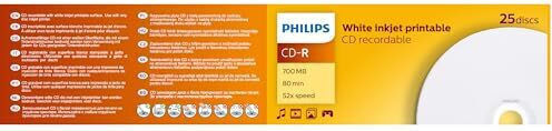 Philips Εγγράψιμα CD-R 52x Printable 700MB Cake Box 25τμχ