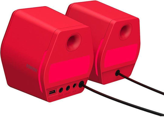 Edifier G2000 RGB Ασύρματα Ηχεία Υπολογιστή 2.0 με RGB Φωτισμό και Bluetooth Ισχύος 32W σε Κόκκινο Χρώμα