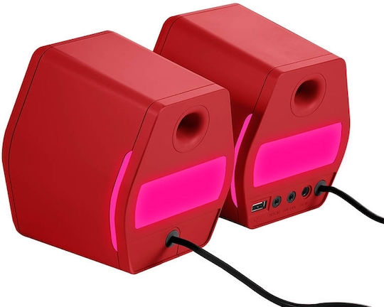 Edifier G2000 RGB Ασύρματα Ηχεία Υπολογιστή 2.0 με RGB Φωτισμό και Bluetooth Ισχύος 32W σε Κόκκινο Χρώμα
