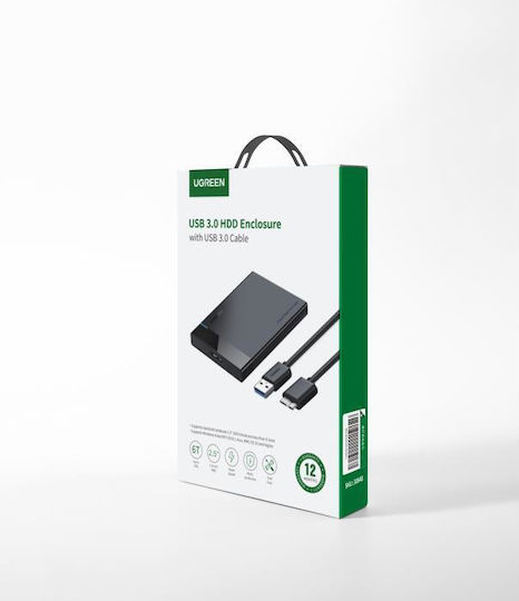 Ugreen Твърд диск кутия 2.5" SATA III с връзка USB 3.0 в Черен цвят