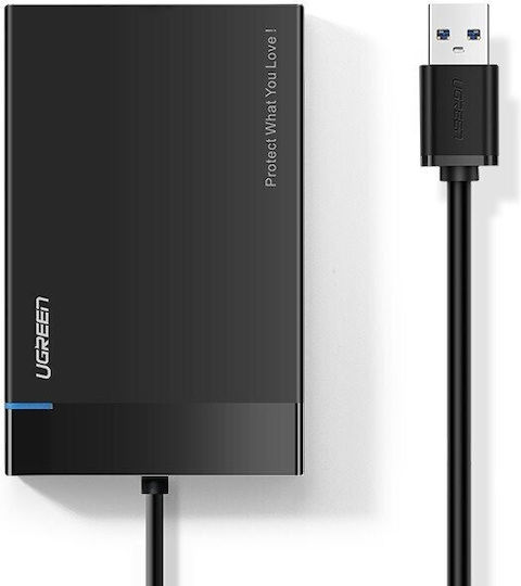 Ugreen Твърд диск кутия 2.5" SATA III с връзка USB 3.0 в Черен цвят