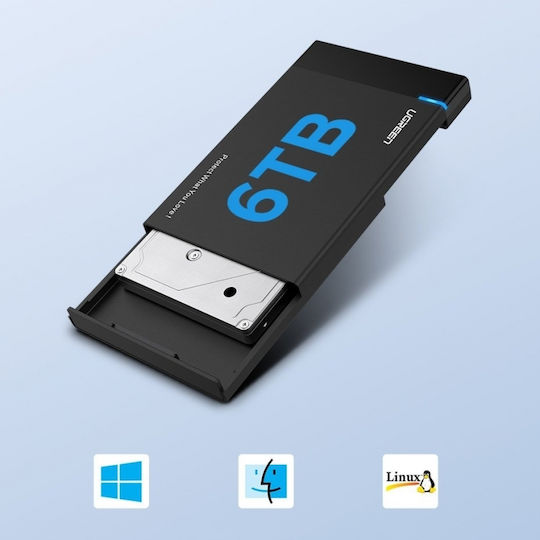 Ugreen Твърд диск кутия 2.5" SATA III с връзка USB 3.0 в Черен цвят