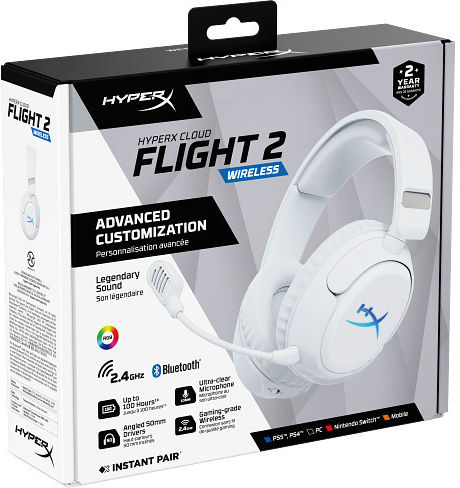 HP Cloud Flight 2 Wireless Over Ear Gaming Headset with Bluetooth / USB Connectivity White