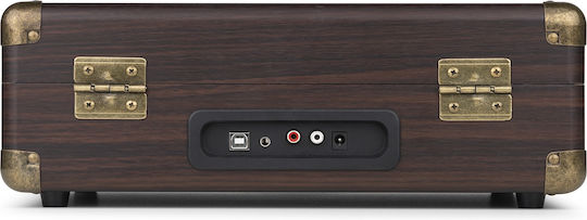 Audizio RP116DW Suitcase Turntables with Preamp and Built-in Speakers Brown