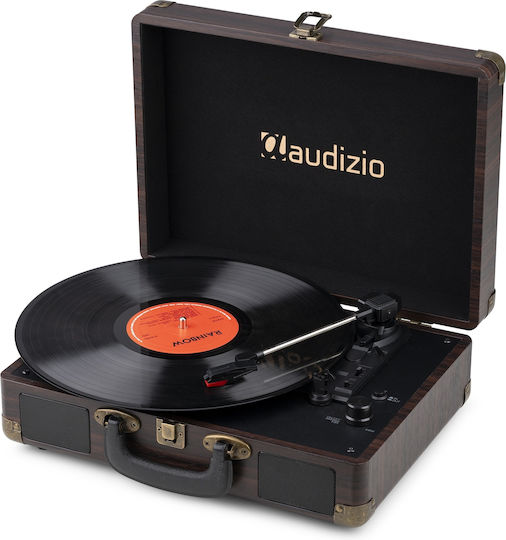 Audizio RP116DW Suitcase Turntables with Preamp and Built-in Speakers Brown