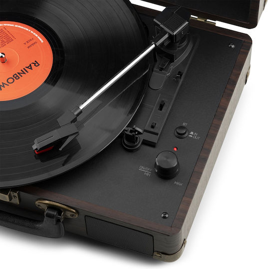 Audizio RP116DW Suitcase Turntables with Preamp and Built-in Speakers Brown