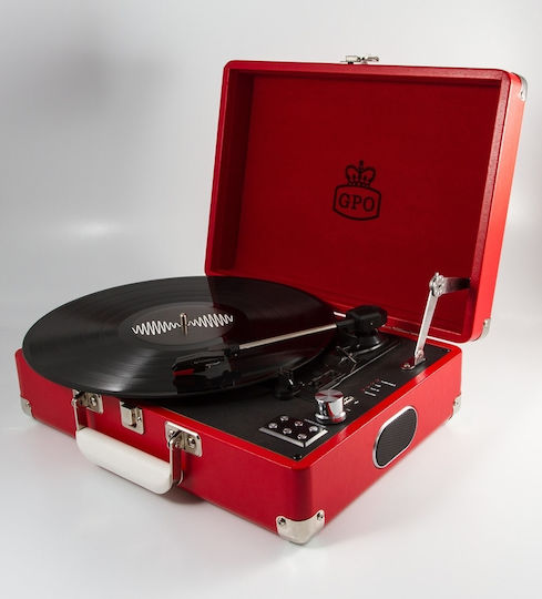 GPO Retro Attache SW-196C SW-196CBL Valiză Pick-Up cu Difuzoare încorporate Roșu