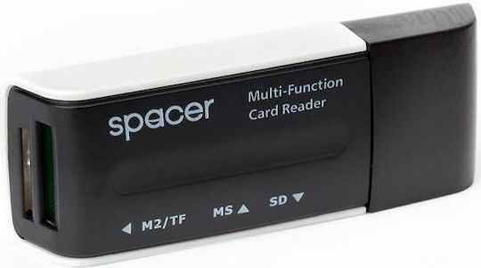 External Card Reader Spacer Usb 2.0 Interface Reads Writes Sd Microsd Xs Sm; Plastic Black