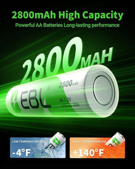 EBL EBL Baterii Reîncărcabile AA Ni-MH 2800mAh 1.2V 4buc