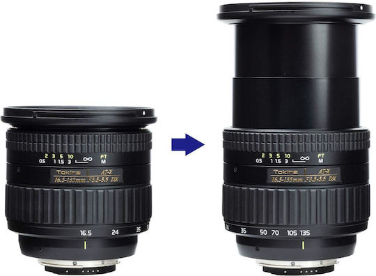 Tokina Crop Φωτογραφικός Φακός AT-X 16.5-135mm F3.5-5.6 DX AF Standard Zoom για Nikon F Mount Μαύρος