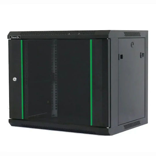 Power On Montat pe perete Cabină Rack 12U 60x60x63.5cm Negru 050187