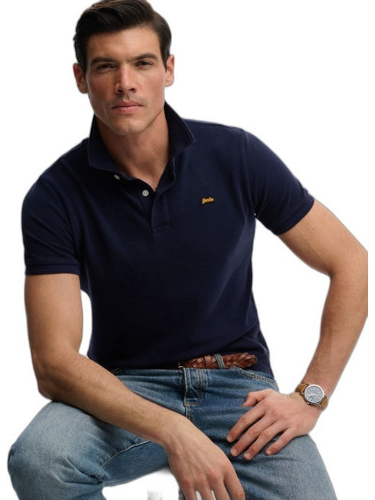 Classic Pique Polo Herrenbluse Kurzarm Rich Navy