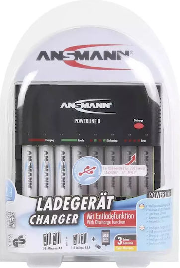 Ansmann Powerline 8 Încărcător 8 Baterii Ni-Cd/Ni-MH Dimensiune AA/AAA