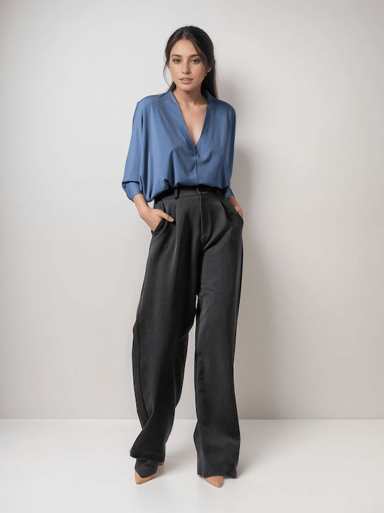 Bluza Damă Cu Mânecă 3/4 Și Decolteu În V Culoare Albastru Deschis