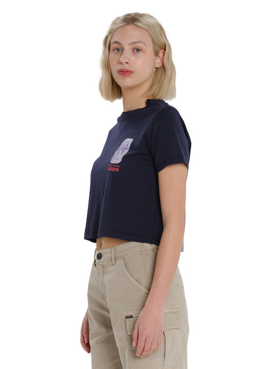 Women's Sports Crop Top Short Sleeve Purple