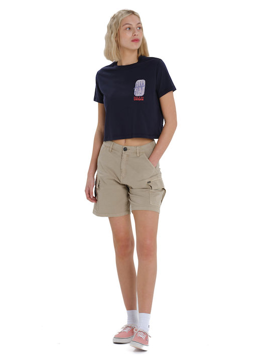 Women's Sports Crop Top Short Sleeve Purple
