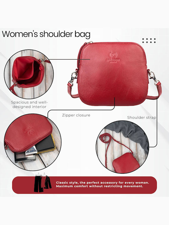 Leather Women's Shoulder Bag Red