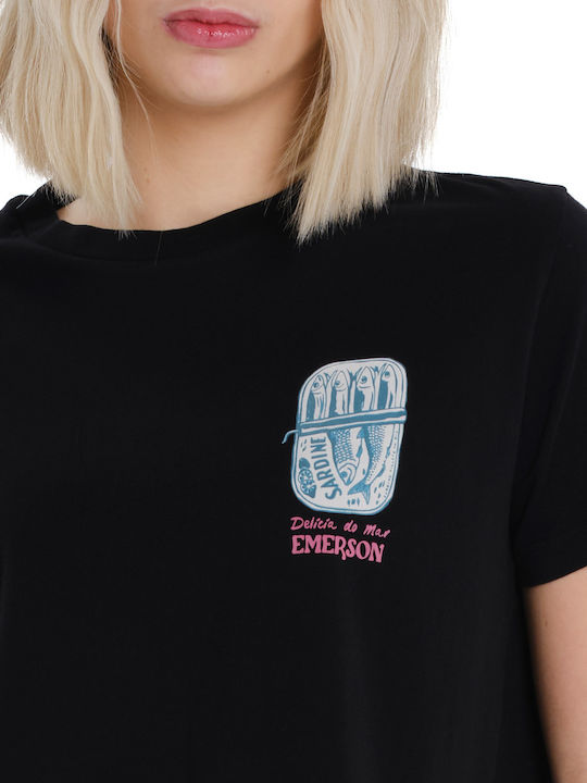 Women's Crop Cotton Short Sleeve Black Top