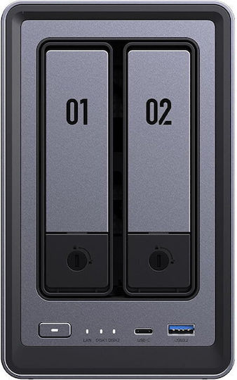 Ugreen DXP2800 NAS Кула с 2 слота за HDD/SSD