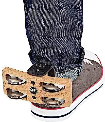 Meinl Professional Heel Brown Wooden Foot Tambourine with Double Row Jingles