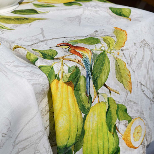 Tessitura Toscana Telerie Τραπεζομάντηλο Λινό Limoncello Λευκό 85x85εκ.