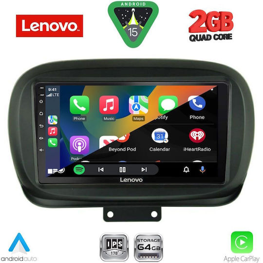 Lenovo Car Audio System for Fiat 500X 2014-2022 (Bluetooth/USB/AUX/WiFi/GPS/Apple-Carplay/Android-Auto) with Touch Screen 9"