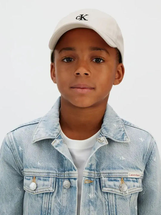 Calvin Klein Kids' Fabric Beige Jockey Hat