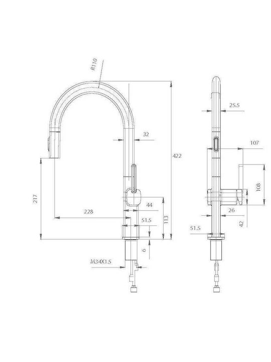 Imex Kitchen Faucet Counter Silver