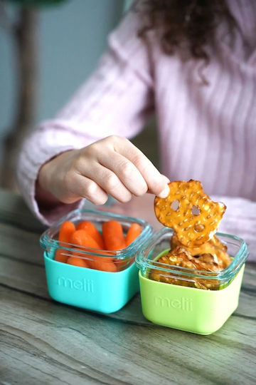Melii Set Glass Lunch Boxes Green with Compartments 160ml 3 Pieces