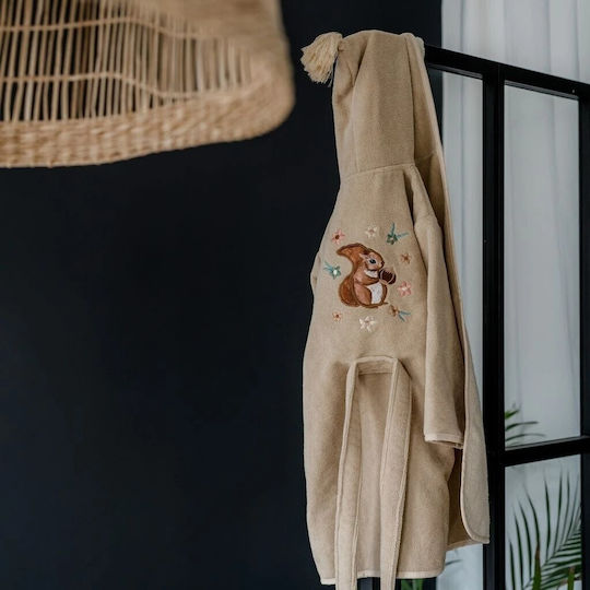 La Millou Kinderbademantel Beige mit Kapuzen-