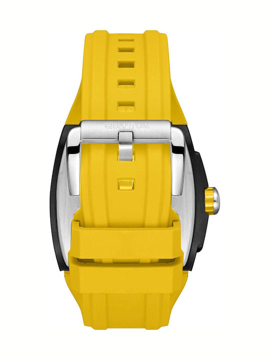 Quantum Hunter Men's Chronograph Battery Watch with Yellow Rubber Strap