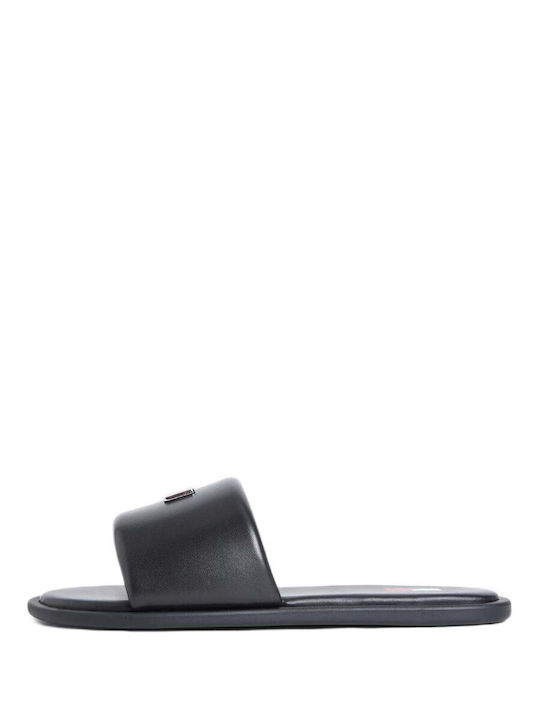 Tommy Hilfiger Leather Women's Flat Sandals Black