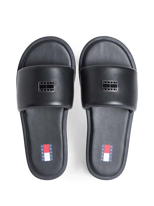 Leather Women's Flat Sandals Black