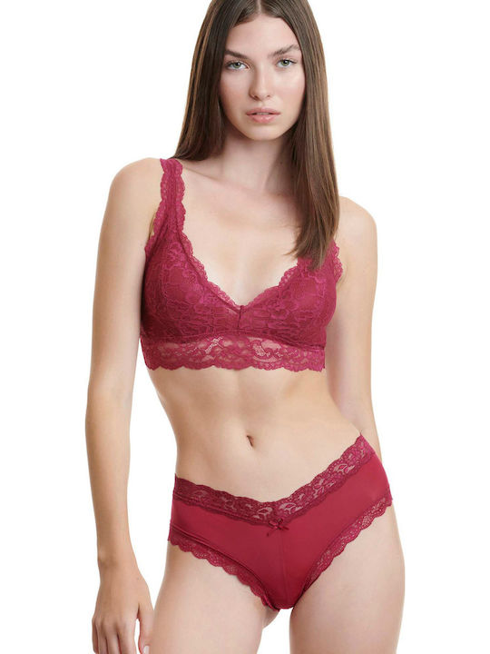 Women's Brazil Seamless Briefs with Burgundy Lace