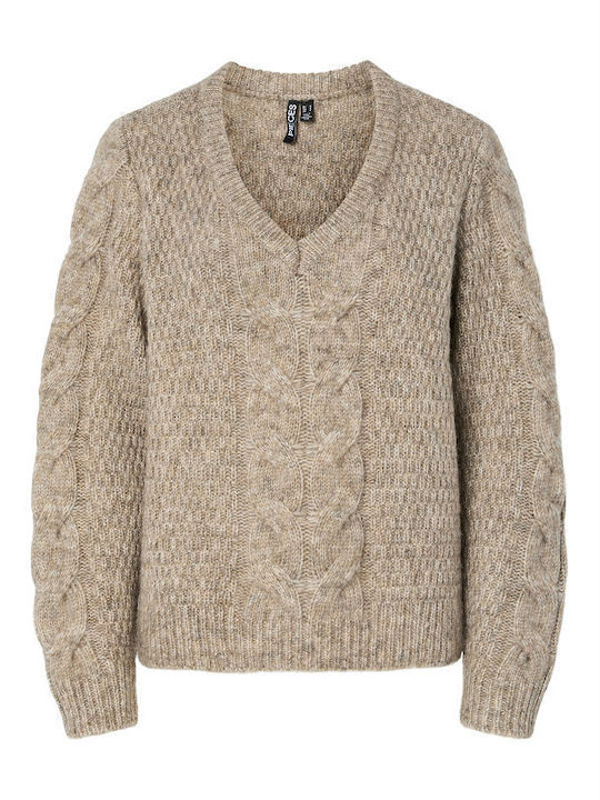 Damen Pullover mit V-Ausschnitt Beiges