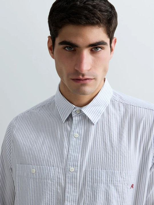 Short Sleeve Shirt in Regular Fit Striped Blue