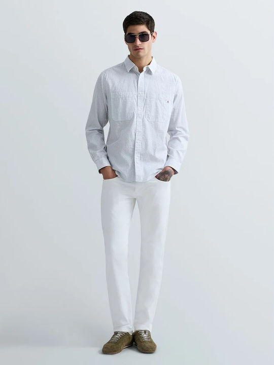 Short Sleeve Shirt in Regular Fit Striped Blue