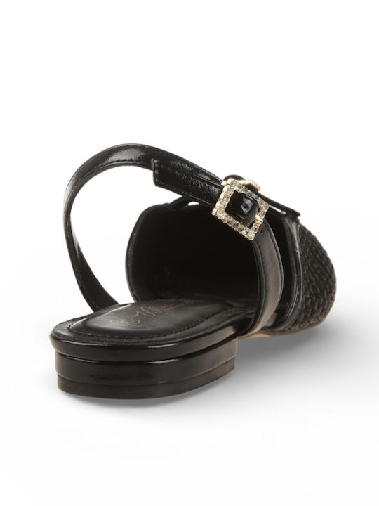 Γυναικείες Μπαλαρίνες Slingback σε Μαύρο Χρώμα