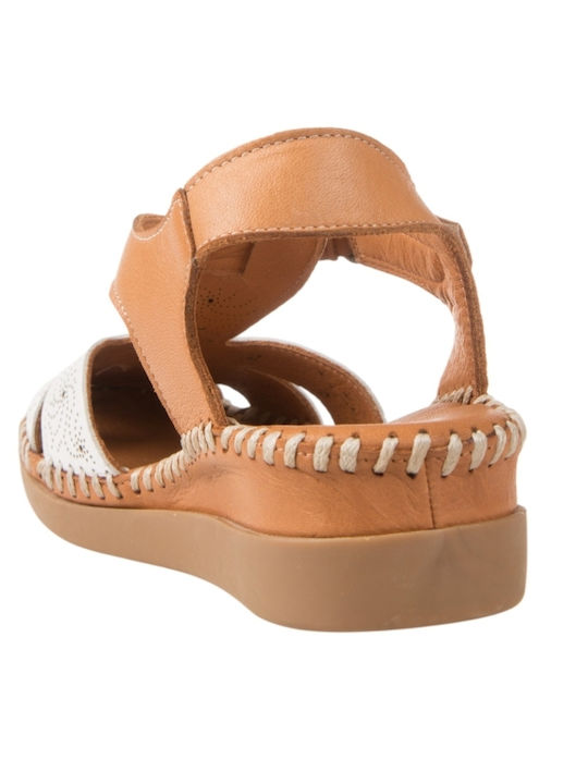Leather Women's Flat Sandals White