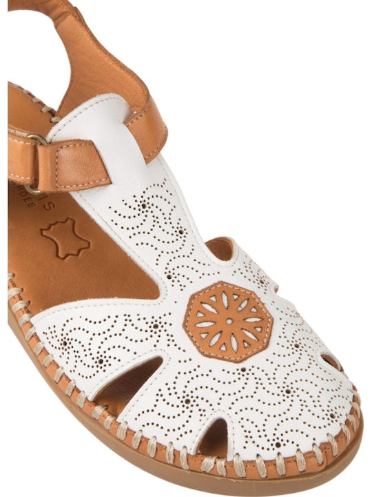 Leather Women's Flat Sandals White
