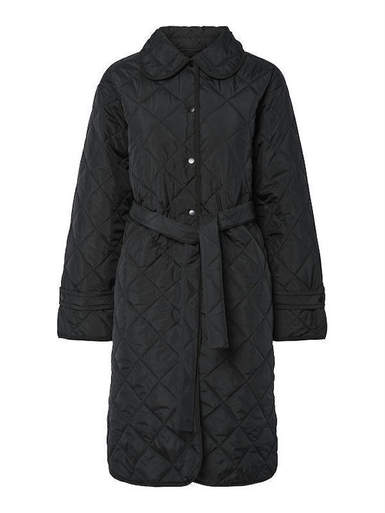 Long Women's Jacket for Winter Black